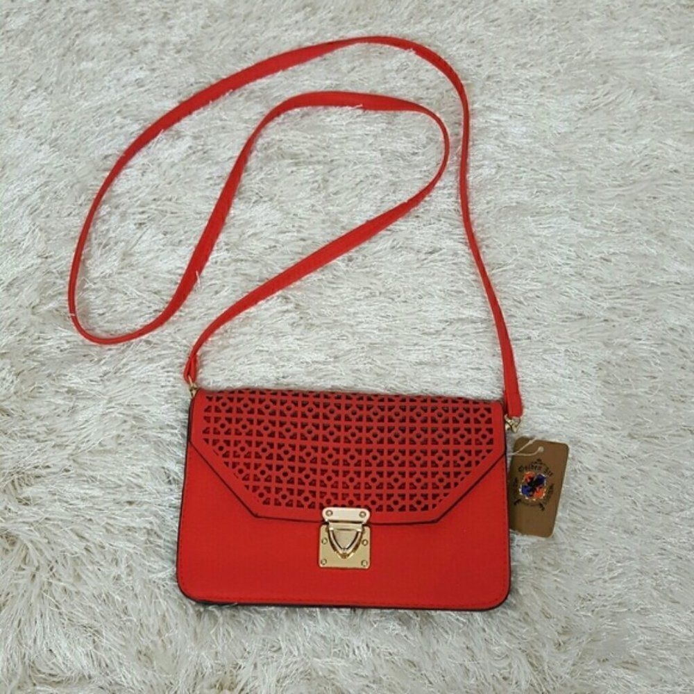 ‎Vegan Leather crossbody shoulder bag blue red